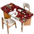 thumbnail image 1 of Christmas Plaid Table Cloths for 5 Foot Rectangle Tables, Red Snowman Xmas Tree Snowflake Buffalo Patio Waterproof Elastic Fitted Tablecloths, Washable Rectangular Table Cover for Camping, 1 of 8