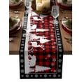 thumbnail image 1 of Christmas Plaid Table Runner Bear Deer Snowflakes Xmas Table Runner for Holiday Decor 13 x 72 inch, 1 of 7