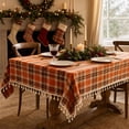 thumbnail image 1 of Christmas Plaid Tablecloth, Classic Tartan Checkered Table Cover with Elegant Drape Wrinkle Resistant Design and Reusable Holiday Style, Christmas Dinner Party Dining Table Restaurant Home Decor, 1 of 7