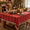 thumbnail image 1 of Christmas Plaid Tablecloth, Tartan Checkered Table Cover, Farmhouse Holiday Dining Decor, Christmas Party Gift, 1 of 7
