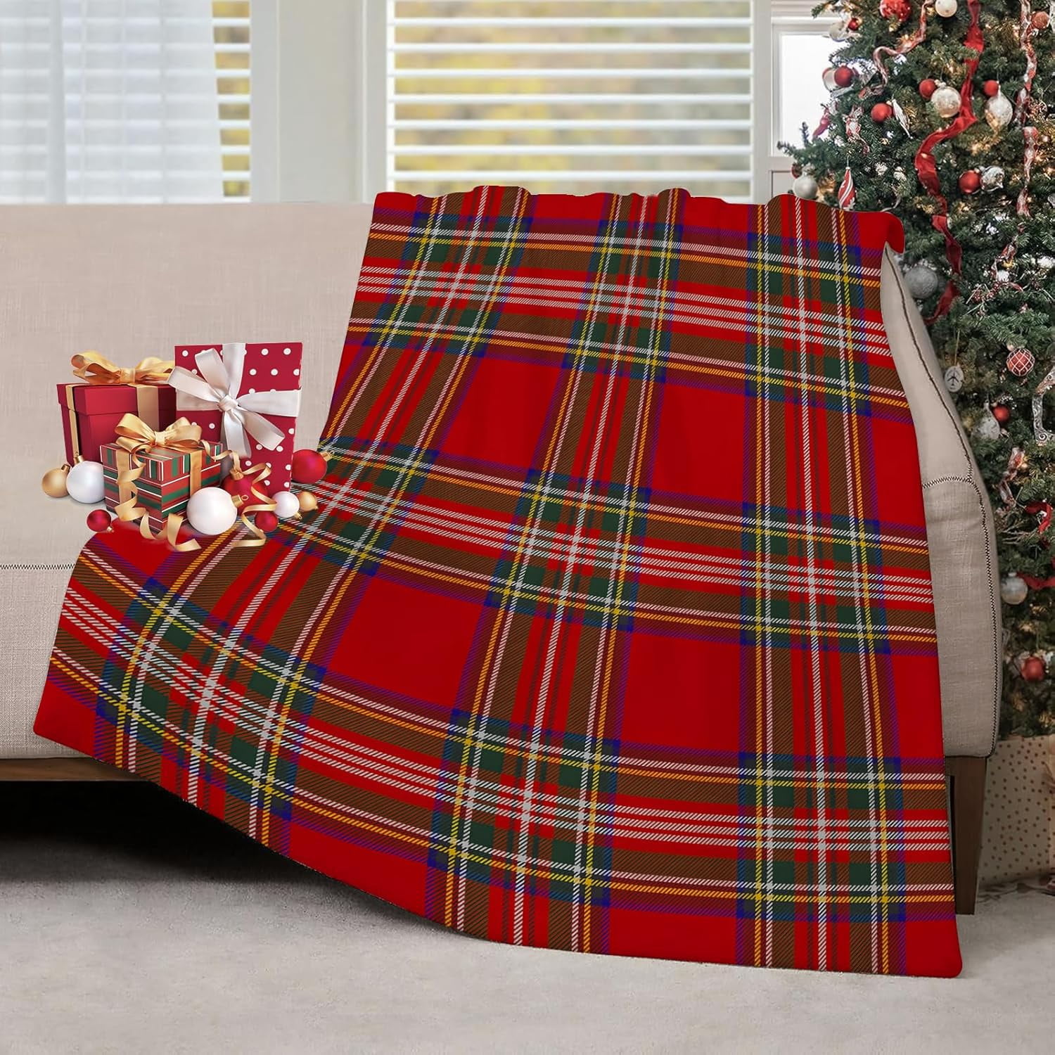 Christmas Plaid Throw Blanketnull