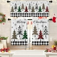 thumbnail image 1 of Christmas Plaid Tree Kitchen Window Curtains and Valances Set 36 Inch, Winter Snowflakes Farmhouse Short Tier Curtain for Cafe Living Room Bathroom, Xmas Holiday 3 Pieces Set Kitchen Decor, 1 of 7