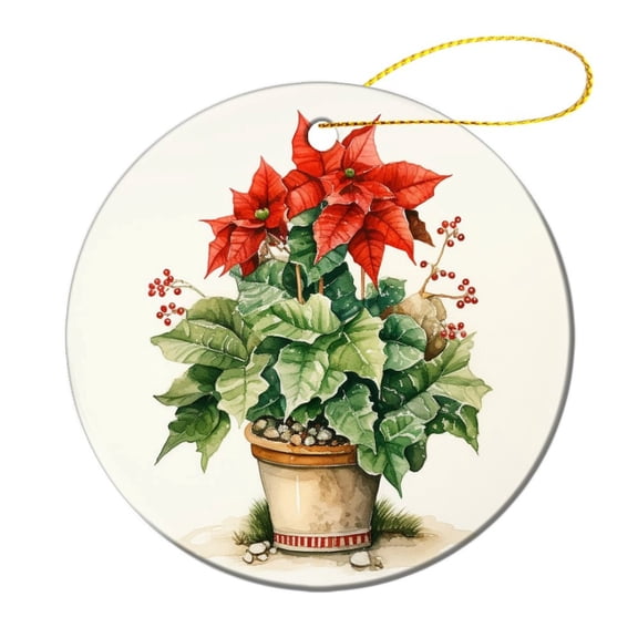 Christmas Plant Christmas Ceramic Ornament Happy New Year 2024 Ornament Xmas Tree Decoration Gifts Keepsake for Family