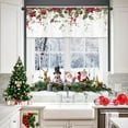 thumbnail image 1 of Christmas Plant Poinsettia Kitchen Curtain Valance 54W x 18H Rod Pocket Red Green Botanical Xmas Eucalyptus Window Treatment for Living Room Bedroom Bathroom, 1 of 6