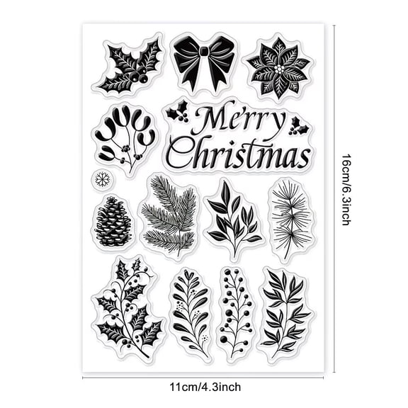 Christmas Plants Clear Stamps Winter Leaves Pinecone for Card Making