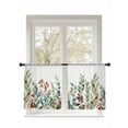 thumbnail image 1 of Christmas Plants Sheer Curtains 45 Inch Long 2 Panels, Winter Eucalyptus Leaves Bird Berry Light Filtering Rod Pocket Semi Sheer Curtains, Sheer Voile Drapes for Living Room Bedroom, 52"x45", 1 of 5