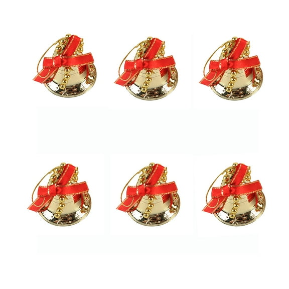 Christmas Plastic Bells Pendant - Festive Hanging Decorations for Tree, Wreath & Garlands – 6 Pcs Bulk Pack – Holiday Ornament Set – Party Decoration Accents