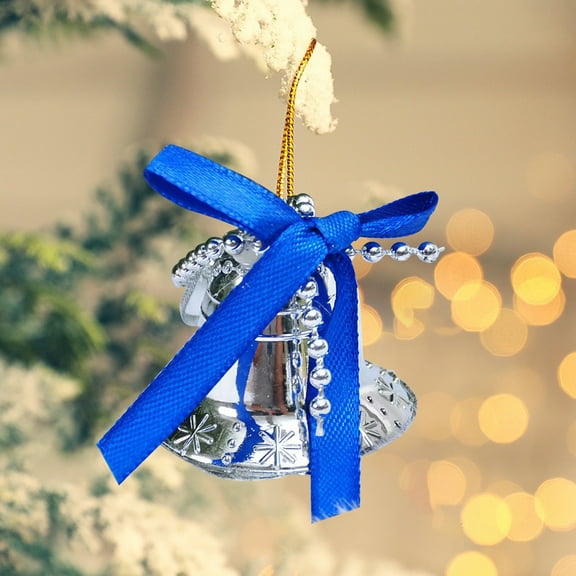 Christmas Plastic Bells, Wind Chimes, Mini Hanging Decorations for Tree, Festive Ornaments with Bow, 6 Pcs Set, Red and Blue Color Options, Golden and Silver Finish