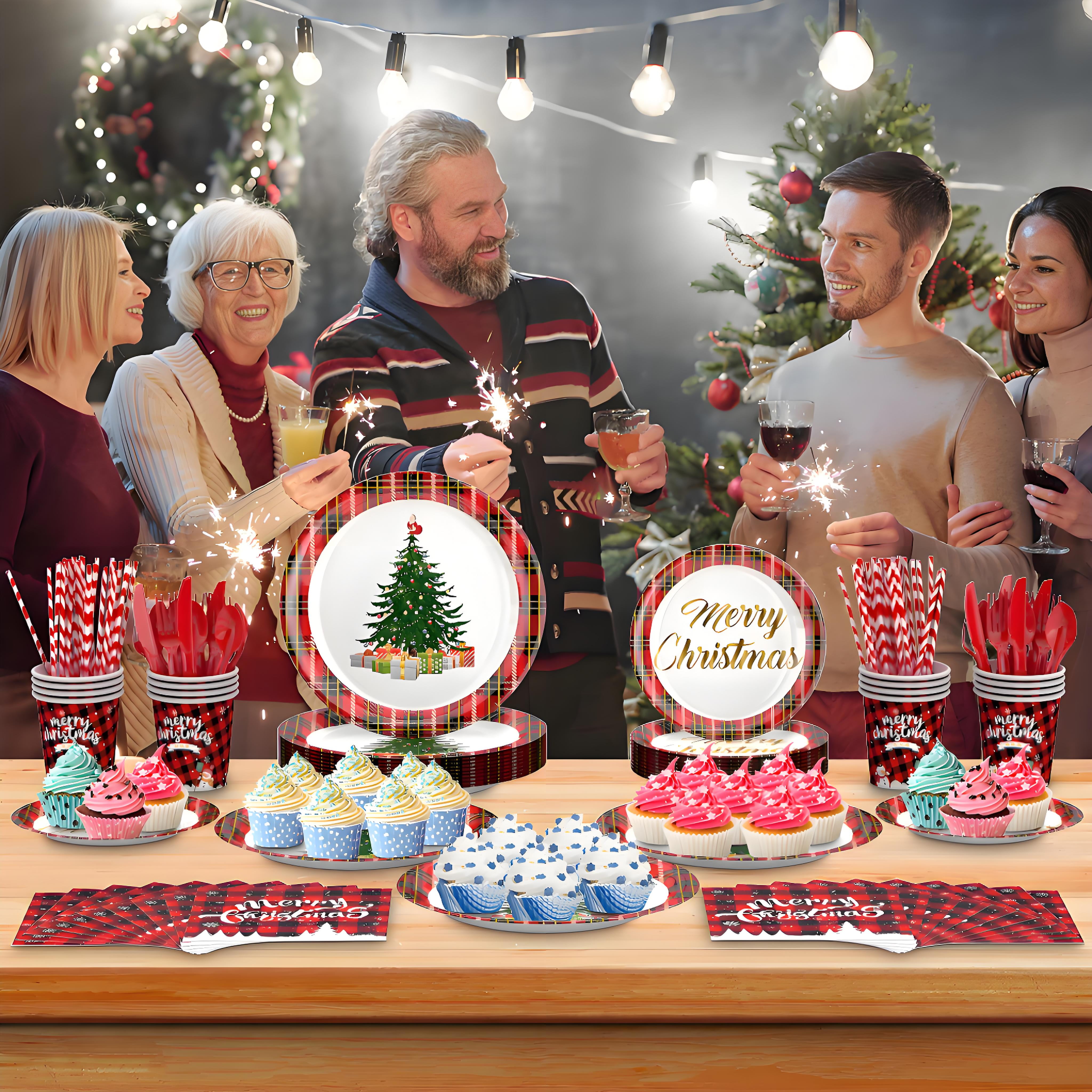 Christmas Plate Party Plates, Christmas Party Decorations Supplies