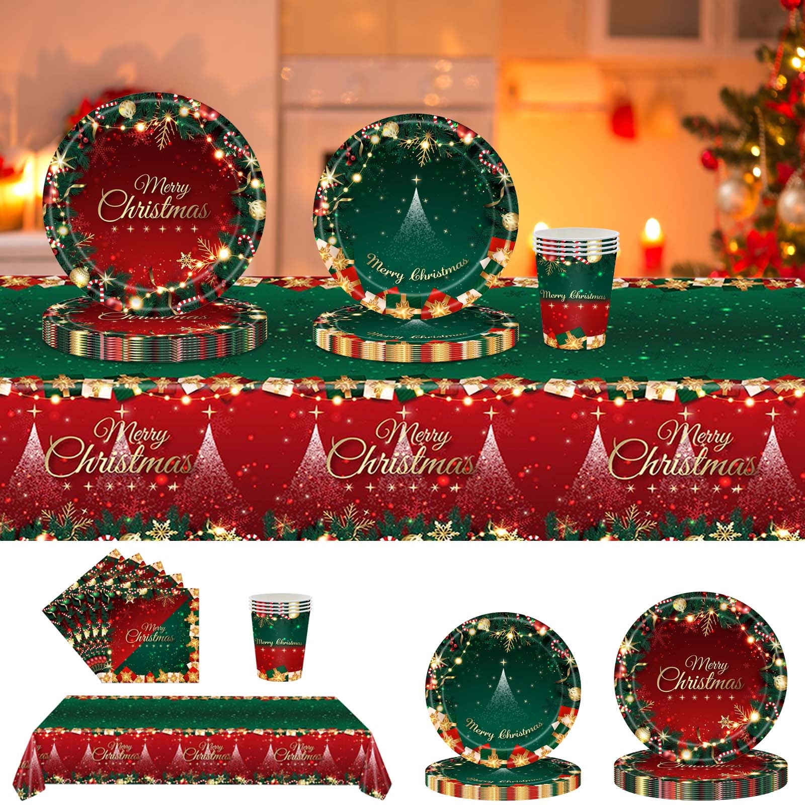 Christmas Plates And Napkins Party Supplies Green Red Merry Christmas Christmas plates and napkins party supplies green red merry christmas