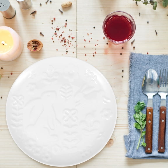 Holiday Dessert Plates Set - White Ceramic Serving Dishes, Festive Flatware Platter for Christmas, Easter, and Special Occasions