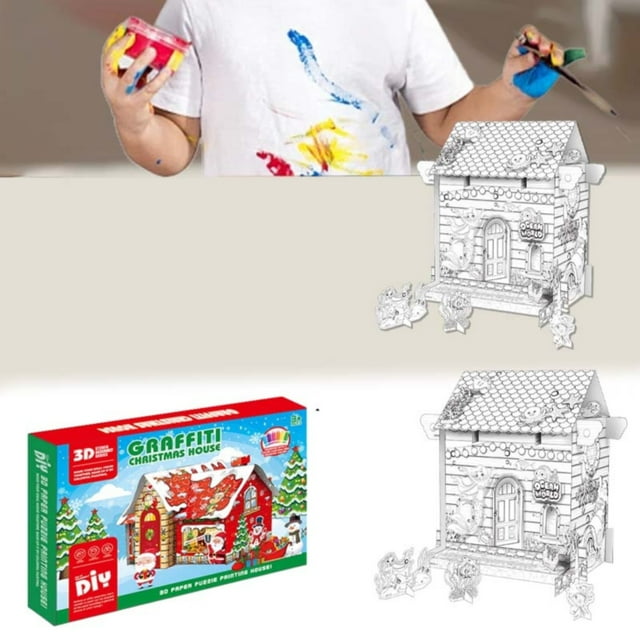 Christmas Playhouse Cardboard Coloring House Build & Color Playhouse