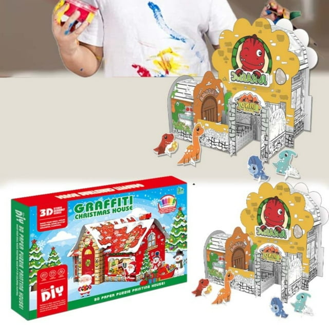 Christmas Playhouse Cardboard Coloring House Build & Color Playhouse Diy Life Size House For Kids Holiday Craft Activity Gift Decorate Personalize Cottage Fort