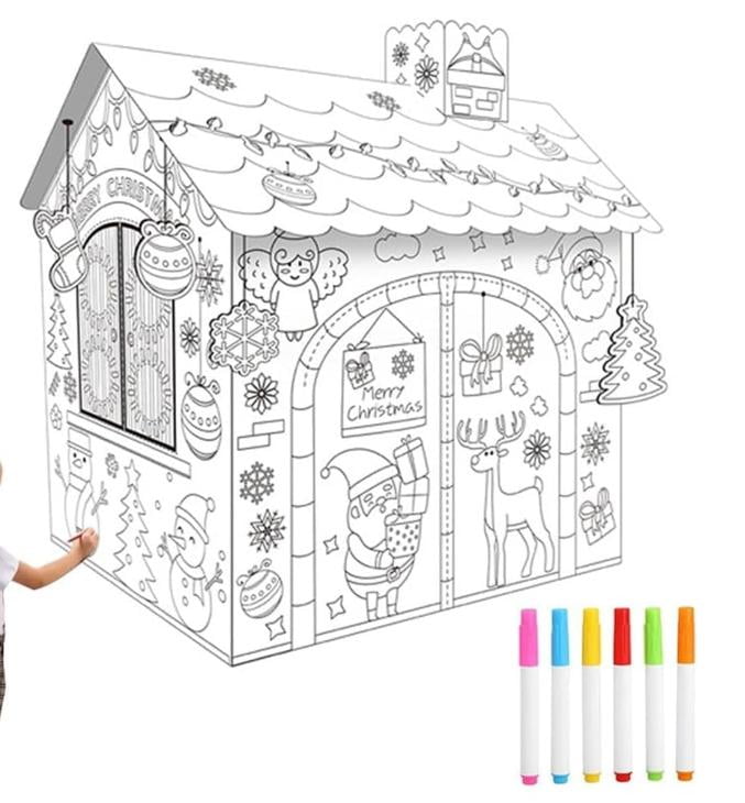 Christmas Playhouse Color,Build and Color Gingerbread Playhouse,Color ...