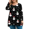 thumbnail image 1 of Christmas Plus Size Tops for Women 4x-5x Fall V Neck Shirts Snowman Print T-Shirt Long Sleeve Tops Large Casual Womens Clothing, 1 of 5