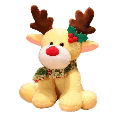 Christmas Plush Animal Doll - Cute Reindeer Stuffed Toy for Kids, Soft Holiday Throw Pillow for Bedroom Decor & Festive Gifts