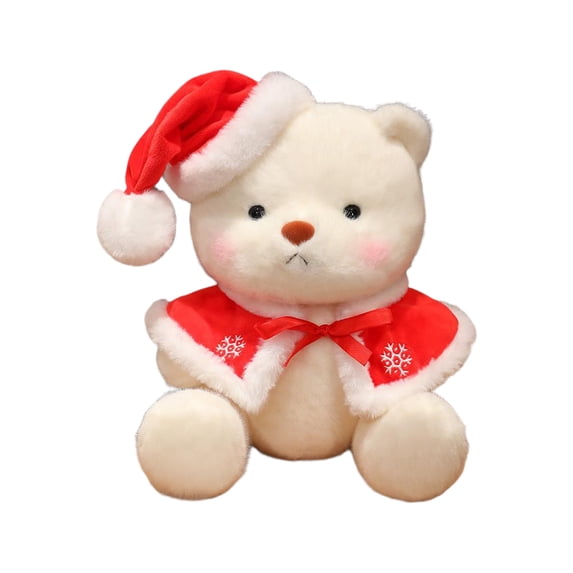 Christmas Plush Bear Doll 11.8in – Jointed Sleeping Teddy Toy for Kids & Adults – Soft Cotton Stuffed Animal for Holiday Gift or Home Decoration