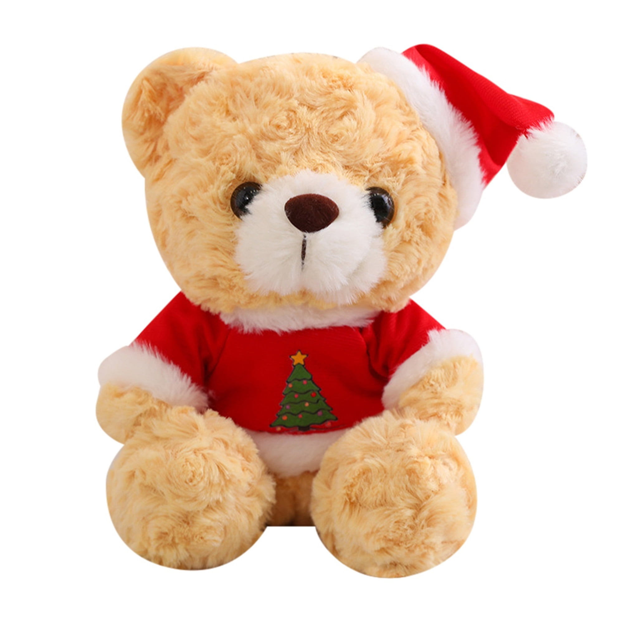 Christmas Plush Bear Toy, Adorable Cartoon Doll with Santa Hat Presents