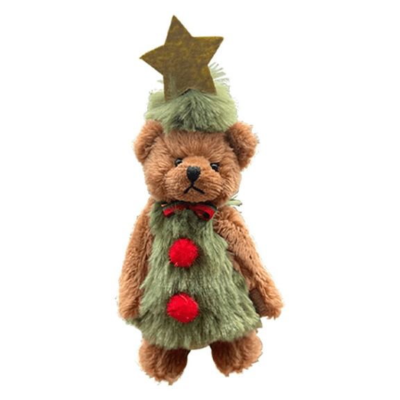 Christmas Plush Bear Toy Holiday Decor Festive Design for Home Farmhouse Warm and Lovely Feel Kids Playing