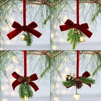 Christmas Plush Bow Wind Chime Pendant, Red Flannel Holiday Decor, Festive Home Decoration,Vsgery