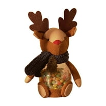 Christmas Plush Candy Jar Decoration, Reindeer/Bear Shaped Snack Storage Container, Festive Gift Bag for Party Favors & Desktop Decor