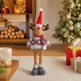 thumbnail image 1 of Christmas Plush Deer Figurine with Retractable Telescopic Legs, Standing Xmas Holiday Decor Ornament, Festive Party Gift Doll, 1 of 7