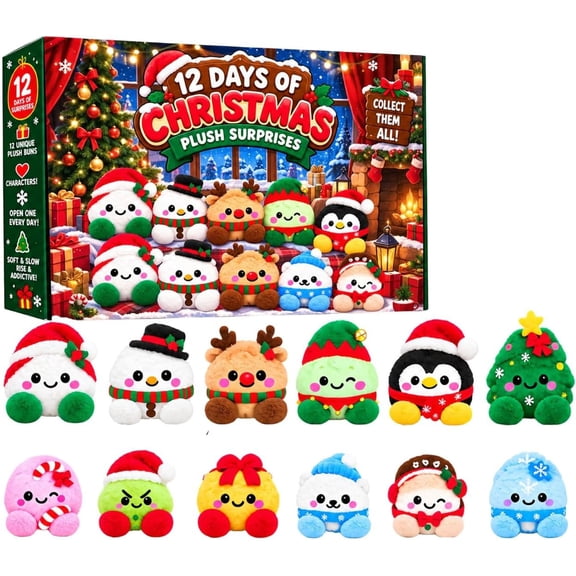 Christmas Plush Dumpling Advent Calendar, 12 Days Christmas Countdown Dumpling Doll, Funny Christmas Party Favors Gifts for Adult