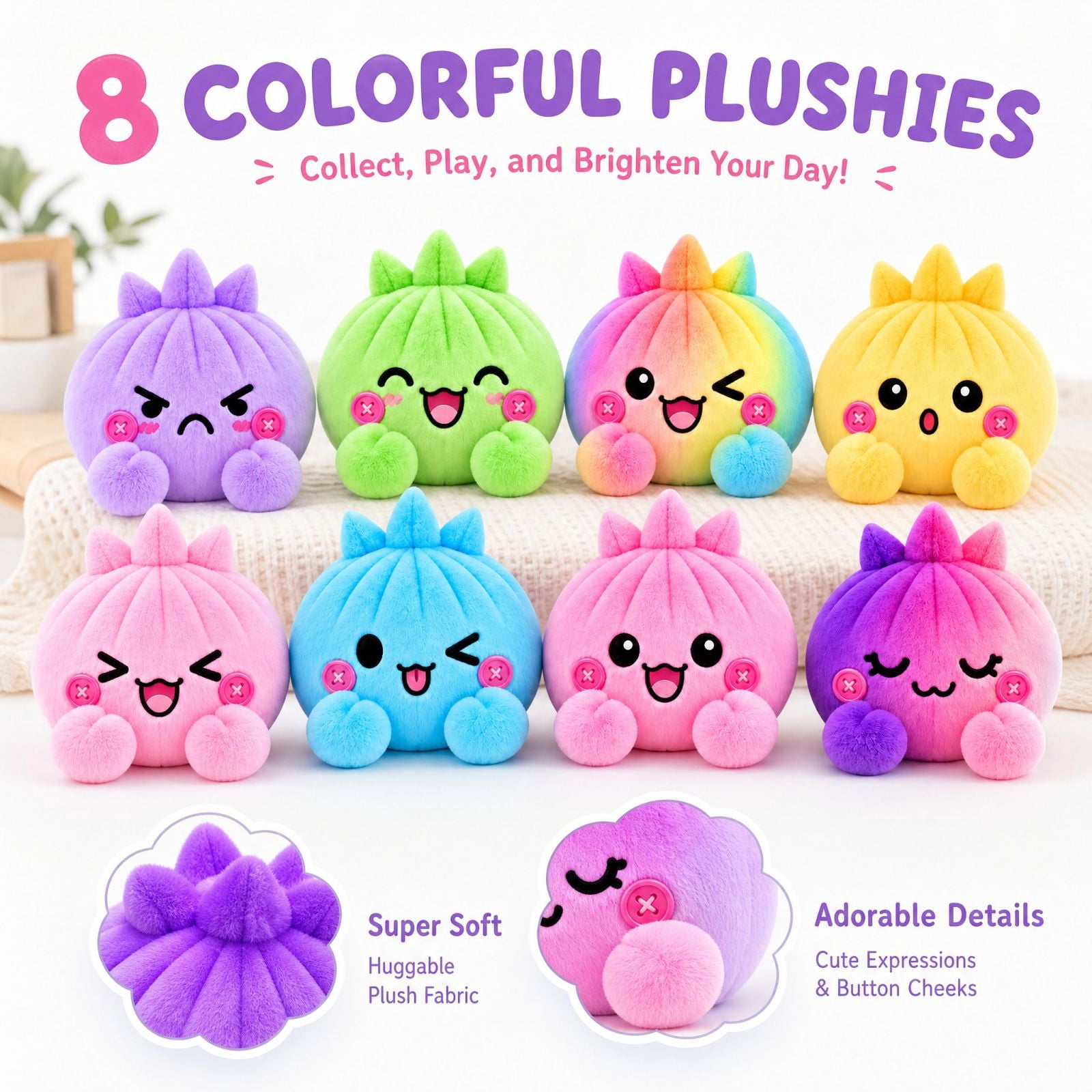 Christmas Plush Dumpling Blind Box with Bamboo Steamer, Random Color ...