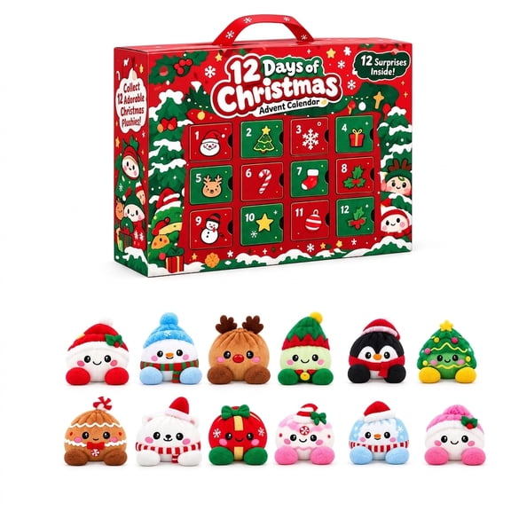 Christmas Plush Dumpling Squishy Advent Calendar 2026, 12 Day Mystery Countdown, Cute Mini Squeeze Fidget Gift for Adults