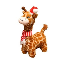 Christmas Plush Giraffe Toy with Holiday Hat and Scarf Soft Stuffed Animal for Kids Decorative Collectible Doll Gift 30CM