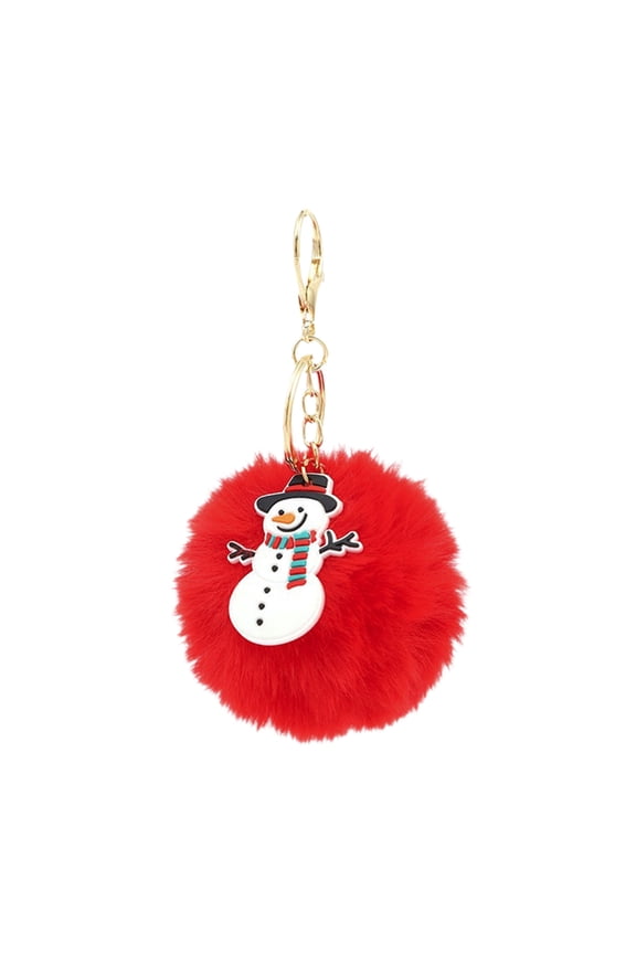 Christmas Plush Keychain Fuzzy Pom Pom Charm Cute Car Accessory for Handbag Backpack Gift