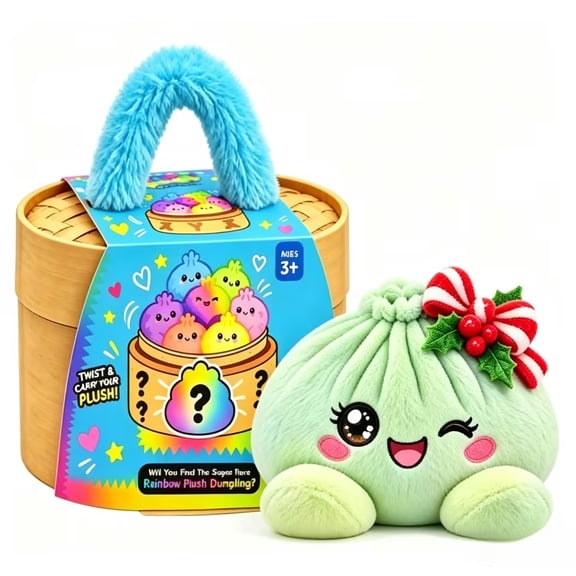 Christmas Plush Mystery Dumpling Squishy Toy, Soft Stuffed Bao Plush with Steamer Gift Box, Kawaii Holiday Surprise Collectible Plushies for Adults Kids, Christmas Stocking Stuffers