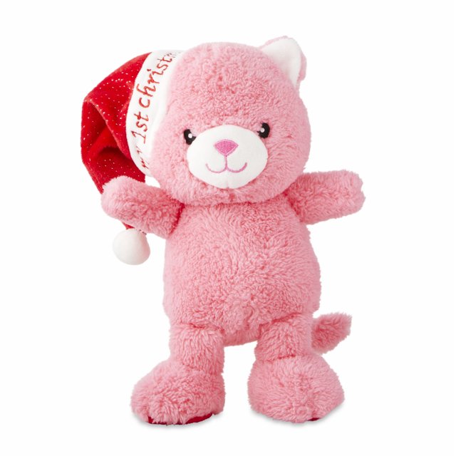 Christmas Plush Pals, Dark Pink Bear, Child, 7 in, by Holiday Time