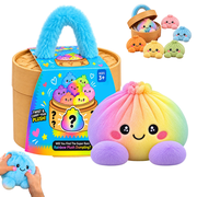 Christmas Plush Rainbow Dumpling Squishy Toy, Stuffed Dumpling Squishies Plushies Fidget Toy with Simulated Steamer & Fuzzy Handle, 2026 Mystery Collectible Stress Relief Gift Purple