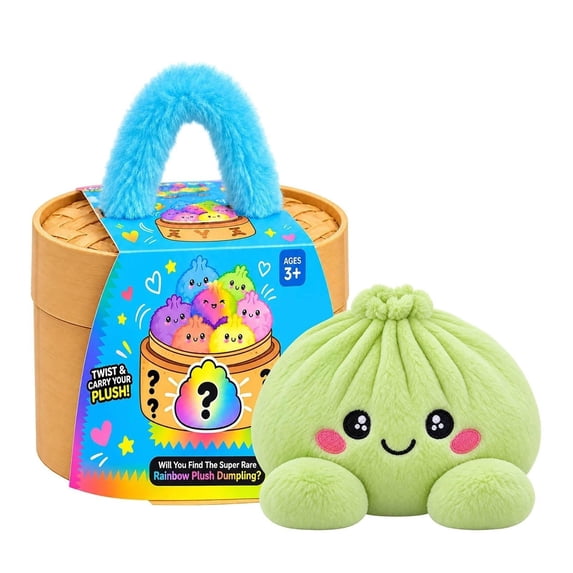 Christmas Plush Rainbow Dumpling Toy, 2026 Mystery Stuffed Dumpling Plushies Fidget Toy with Simulated Steamer & Fuzzy Handle, Stress Relief Surprise Gift