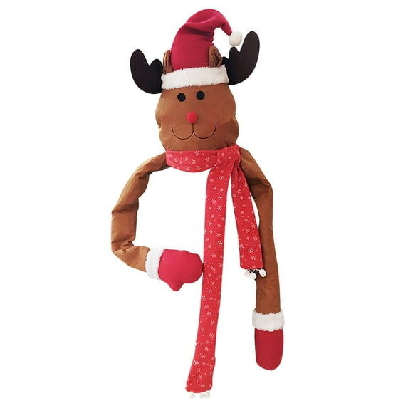 Christmas Plush Santa Claus Tree Topper with Light-up Yellow Star,Xmas Treetop Ornament-Also Be Used As Home Curtain Tie and Hugger Wine Bottle Party Decorations