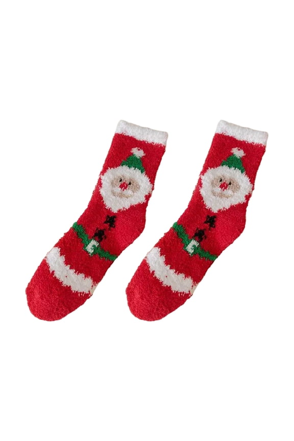 Christmas Plush Socks Design B One Pair Flock Material With Christmas Themes For Cozy Wear These Socks Are Lightweight And Perfect For Lounging At Home Or As Gifts For Friends And Family B