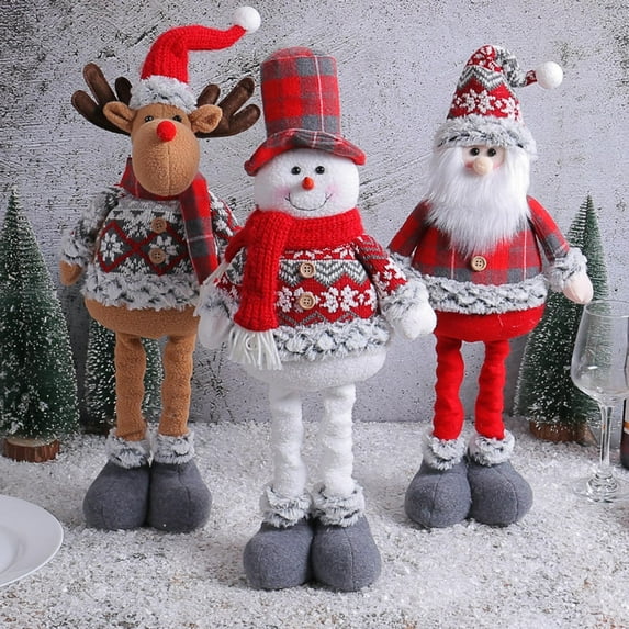 Christmas Plush Toys Telescoping Standing Christmas Decor, Expandable Santa/Snowman/Reindeer Figure Christmas Decoration Christmas Ornament