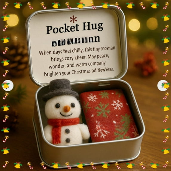 Christmas Pocket Hug Gift under $5! Yannianjz Christmas Pocket Hug Plush Toy, Vintage Tin Box with Soft Stuffed Animal, Gift forKidsFriends Holiday Present