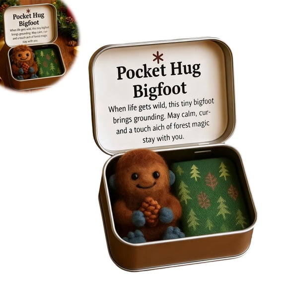 Christmas Pocket Hug Gift, Mini Christmas Santa Snowman Tree Plush in Tin Box with Inspirational Card, Handmade Snowman Santa Felt Keepsake, Little Pocket Xmas Hug Emotional Xmas Gifts for Friends