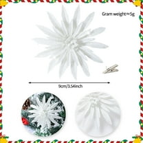 Christmas Poinsettia Artificial Flowers 4 Inch Silver Glitter Floral Picks with Clip for Christmas Tree Wreaths Garland Decorations Xmas New Year Wedding Party Winter Holiday Ornaments Arrangements