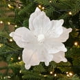 thumbnail image 1 of Christmas Poinsettia Artificial Flowers Decorations 8.7" Christmas Tree Wreaths Garland Decoration Glitter Flowers Picks Decor for Xmas New Year Wedding Party Ornaments(White), 1 of 4
