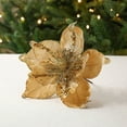 thumbnail image 1 of Christmas Poinsettia Artificial Flowers Decorations 8.7" Christmas Tree Wreaths Garland Decoration Glitter Flowers Picks Decor for Xmas New Year Wedding Party Ornaments(Gold), 1 of 4