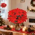 thumbnail image 1 of Christmas Poinsettia Bouquet, 13.78 Inch Flannel Fake Flowers for Holiday Decor, 7-Branch Simulation Greenery Potted Plant for Table Centerpiece, Mantle, Festive Vase Filler, Long-Lasting, 1 of 6