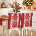 thumbnail image 1 of Christmas Poinsettia Chair Covers Set of 6 Red Flower Green Leaf Xmas Tree Winter Chair Back Covers Stretch Removable Washable Slipcovers Protector for Dining Room Kitchen Party Decor, 1 of 5