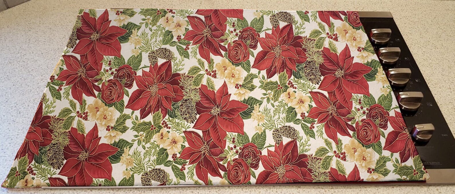 Christmas Poinsettia Cover and Protector for Flat Stove Top by Penny's Needful Things