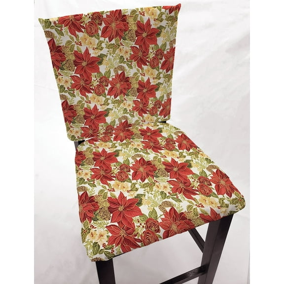 Christmas Poinsettia Dining Room Chair Back Covers or Seat Covers by Penny's Needful Things (Chair Back Cover Only) (19 W x 16 H CHAIR BACK)