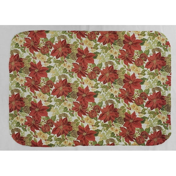 Christmas Poinsettia Dish Drying Mat by Penny's Needful Things (Gray)