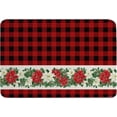 thumbnail image 1 of Christmas Poinsettia Doormat Absorbent Floor Mats, Red Black Plaid Xmas Winter Snowflake Non-Slip Front Door Mat Entry Door Rugs Outdoor Indoor Home Decorative, 18x30 Inch, 1 of 4