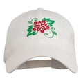 thumbnail image 1 of Christmas Poinsettia Flower Embroidered Washed Dyed Cap - White OSFM, 1 of 5